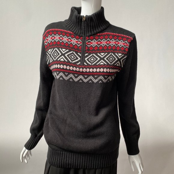 Chaps Blk Cotton Zip Sweater - sz 18/20 - Picture 6 of 10